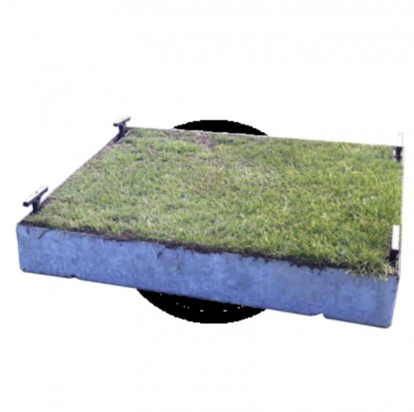 Grass top recessed manhole cover with turf installed