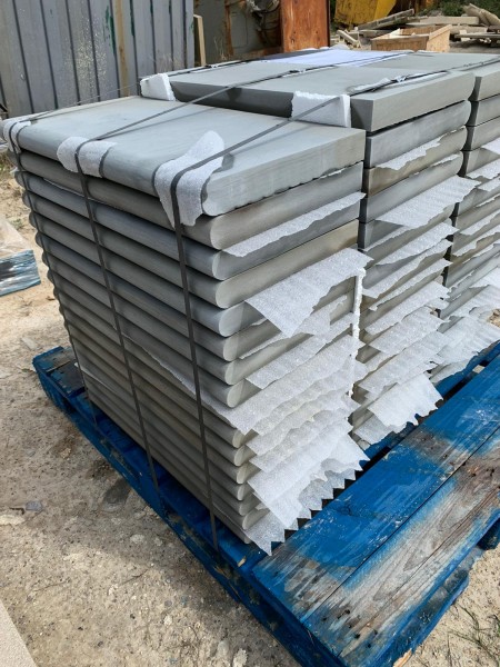 Yorkstone steps packaged for delivery 