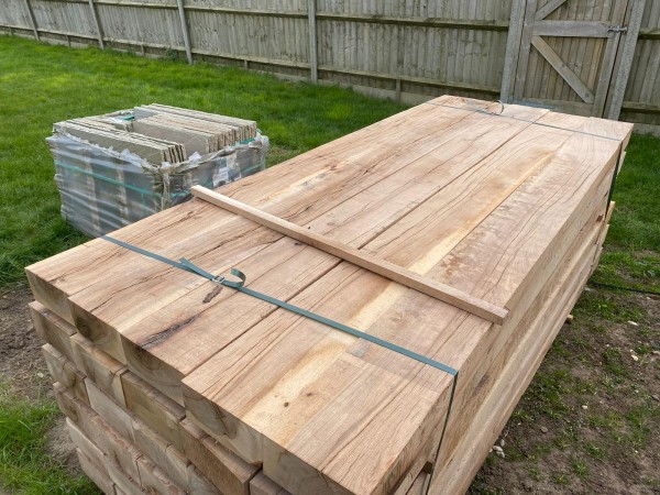 Delivery to garden of Oak Sleepers