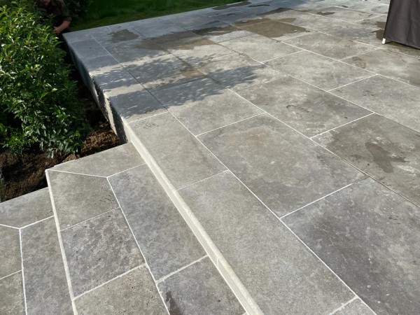 natural limestone patio and steps