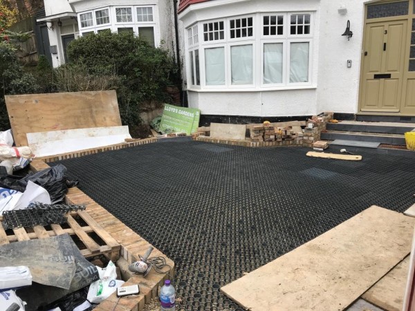 preparing for a gravel driveway with gravel stabilisation grids