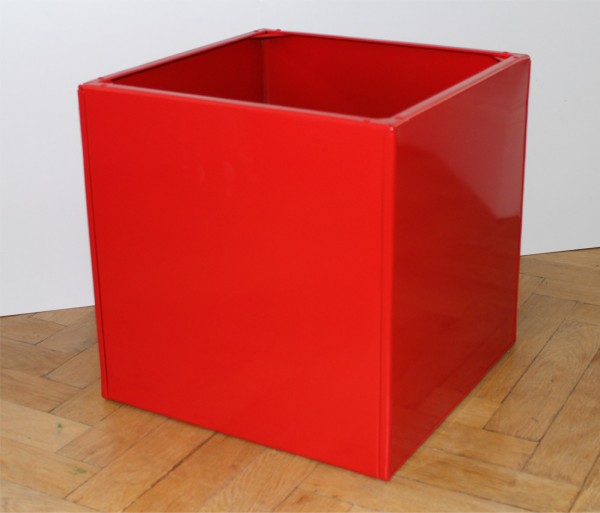 bright red square shaped bespoke planter