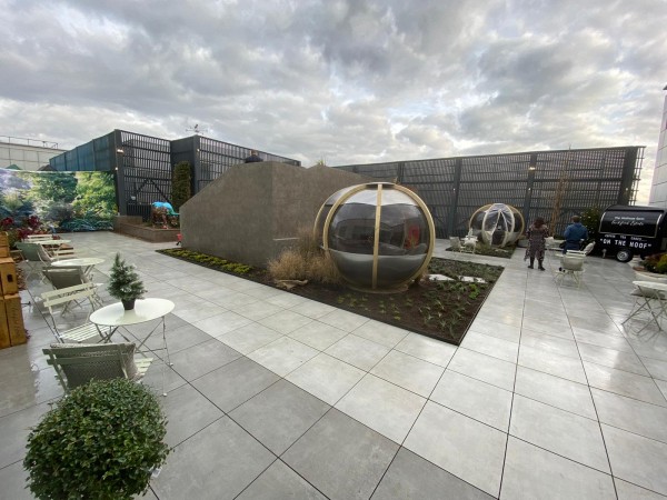 Light Volcanic Cladding used in landscaped garden space