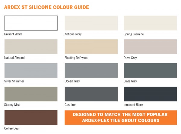 Colour chart for Ardex ST sealant
