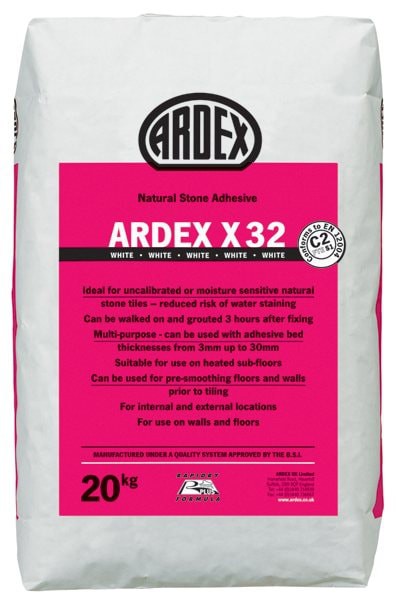 Ardex X32 adhesive for porcelain wall cladding