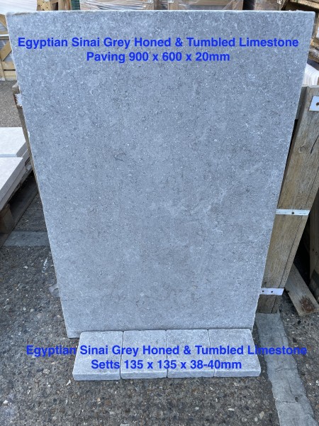 1200 x 900 sinai pearl grey limestone paver standing on short end