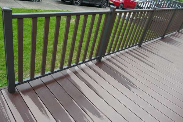 composite decking with balustrade casting interesting shadows
