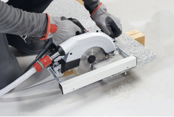 Wet saw in use 