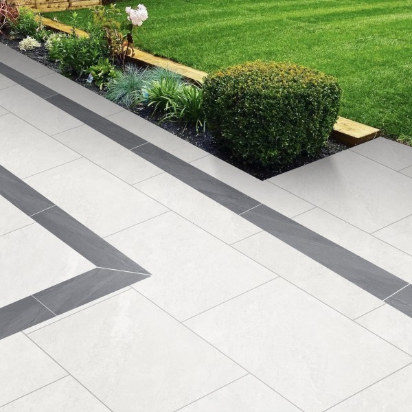 Duomo Anthracite Porcelain Paving Border Tiles Used to create a pattern within a patio