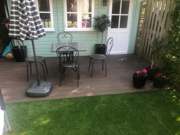 Small seating area with composite decking