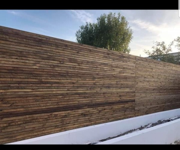 Fencing constructed from thermowood battens 