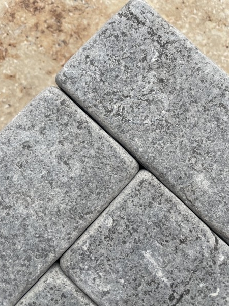 Meli Dark Grey Acid Washed/Flamed Surface, Tumbled Edges, Pre-Sealed, Slim-Setts Sample