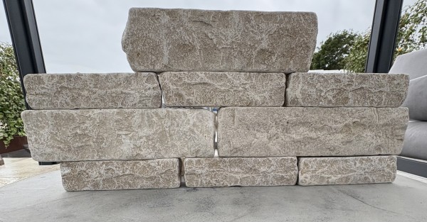 Split-Face Tumbled Limestone Walling Sample