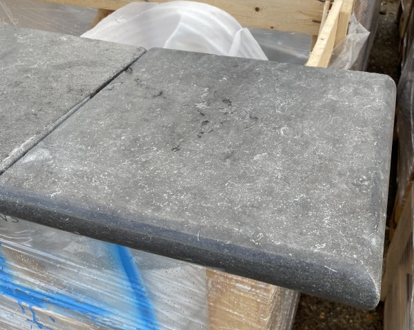 Meli Dark Grey Flamed/Tumbled Limestone Bullnose Steps/Copings