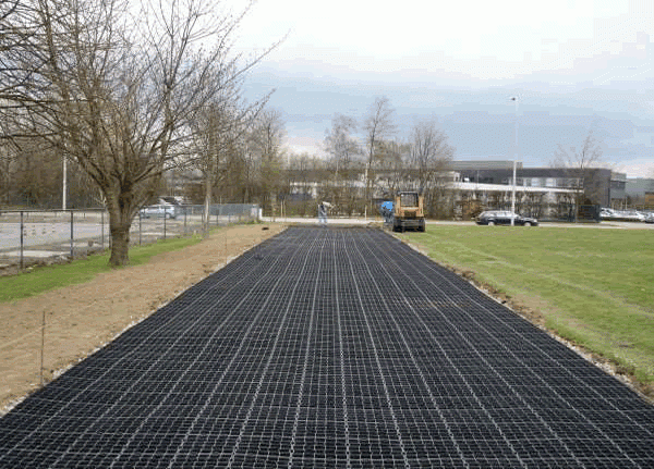 ground reinforcement grids used to create wide pathway over grassland