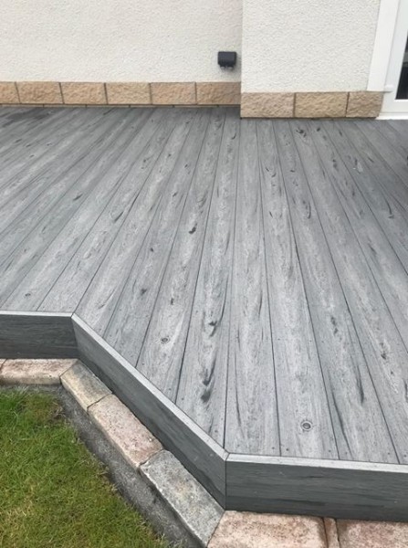 Nice rustic grey decking area with flat trims
