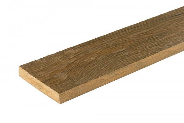 Natural look composite decking board in rustic walnut colour