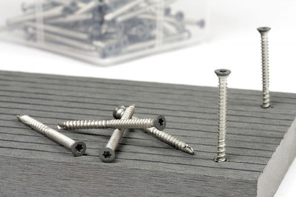 composite decking screws with grey solid composite decking board