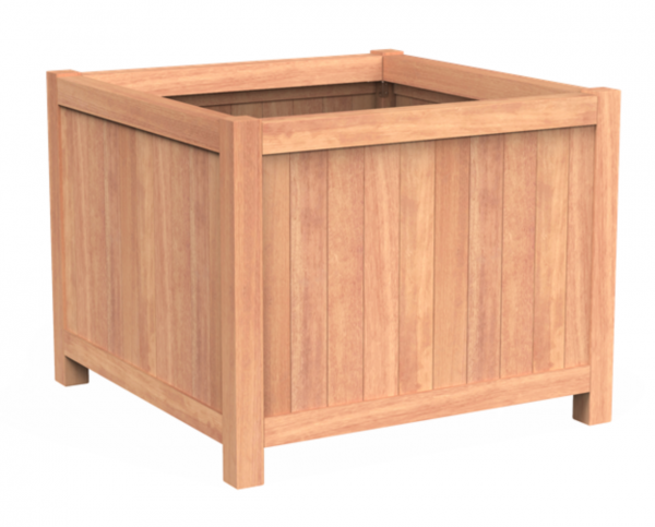 Valencia hardwood planter, square planter fashioned from timber