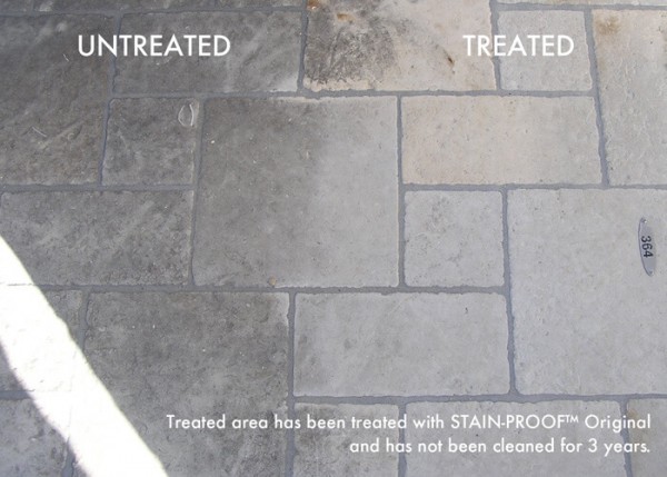 before and after treatment with stainproof original stone sealant