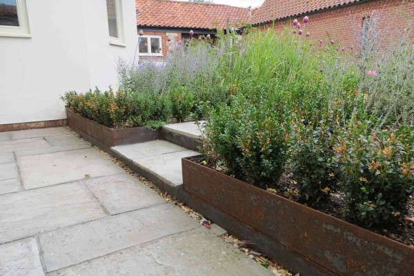 Steel edging garden flower beds