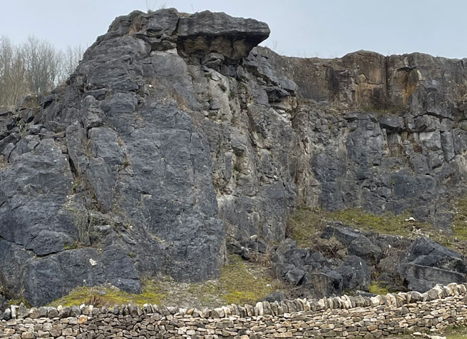 scene from the national stone centre showing large rock that was once part of a coral reef