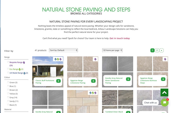 product filters from arbour landscape solutions website