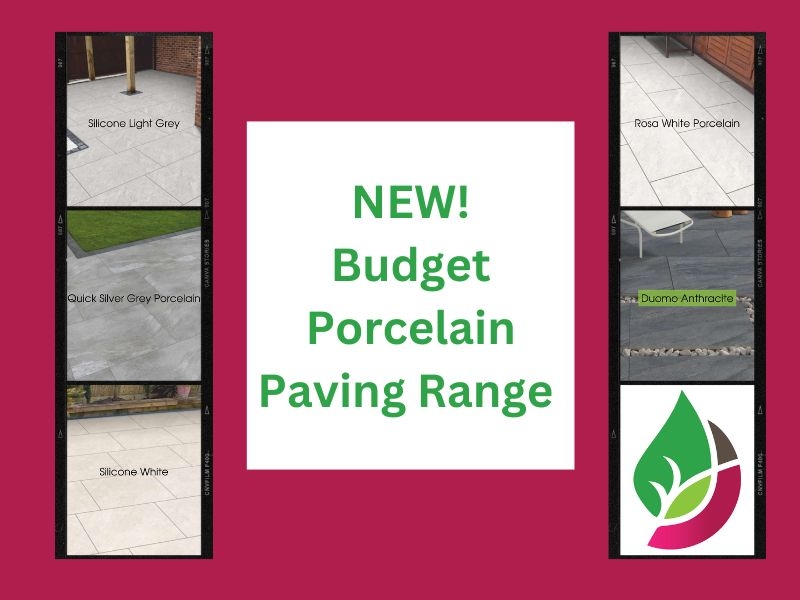 magenta blog header announcing new range of budget porcelain paving