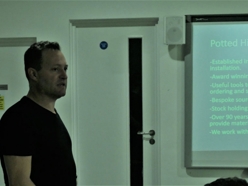 Richard Bickler delivering a talk to students