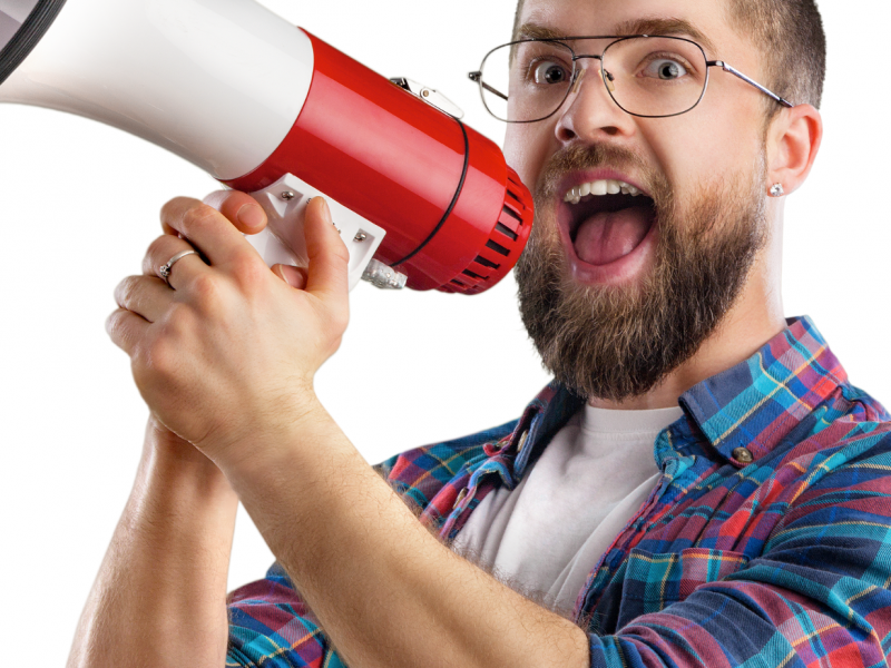 man with megaphone