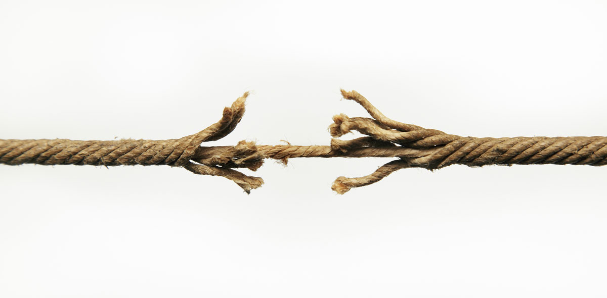 frayed rope representing burnout