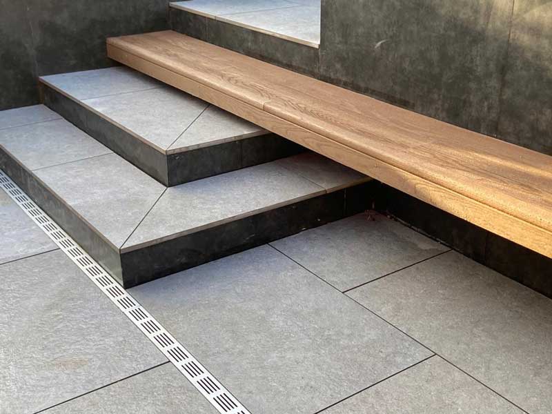 complex arrangement of garden steps expertly installed by Mark Wakley of Freshscapes