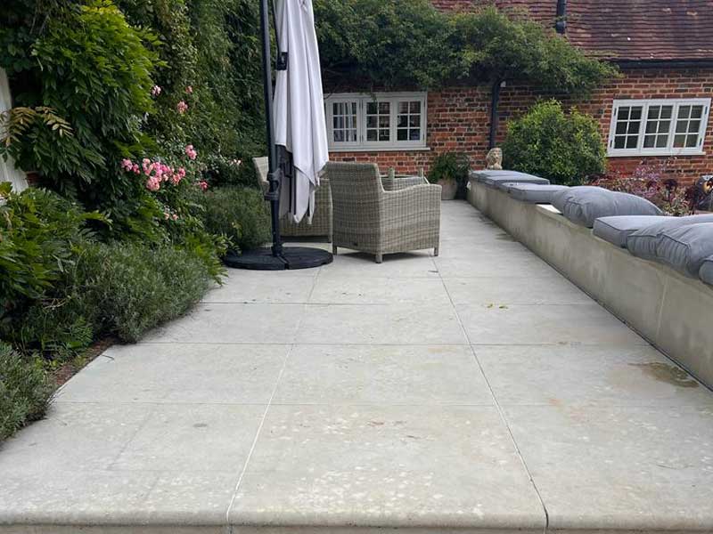 traditional garden terrace landscaped by Freshscapes
