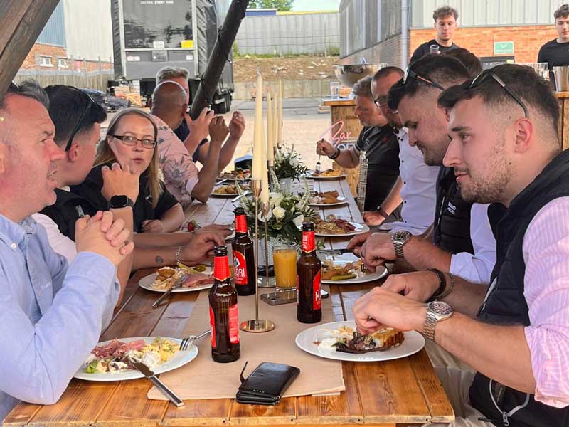 landscapers and garden designers networking over a meal