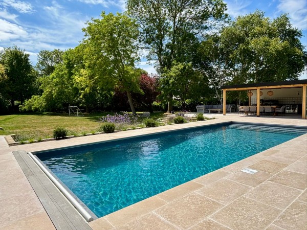 Pool-side limestone pre-sealed