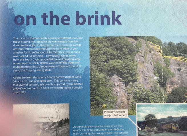 interpretation board from the national stone centre explaining rock formation