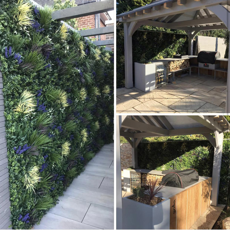 garden pergola with green walls created. Designed by Jack Dunkley