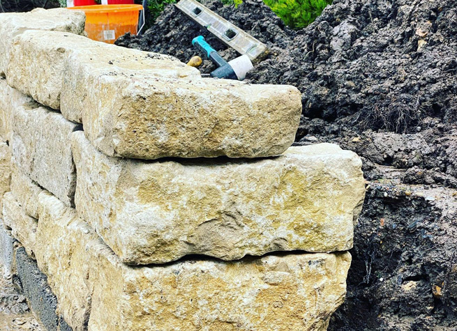 purbeck stone being used in landscaping project
