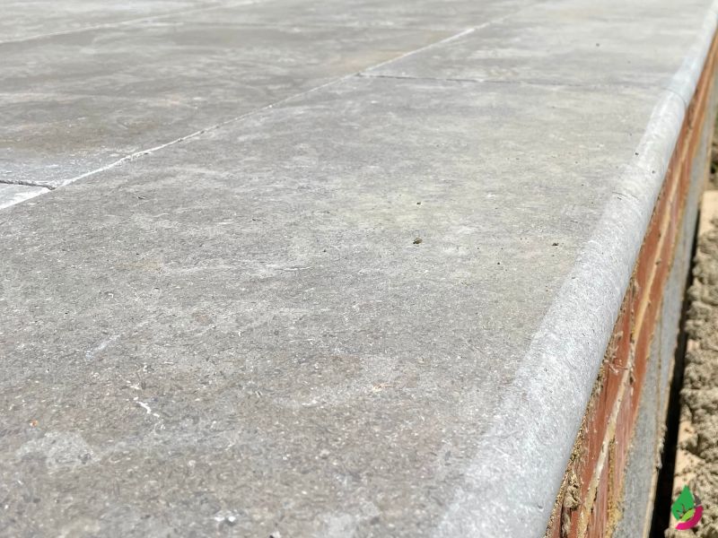 Old Sinai Pearl Grey Limestone patio with shamfered edges