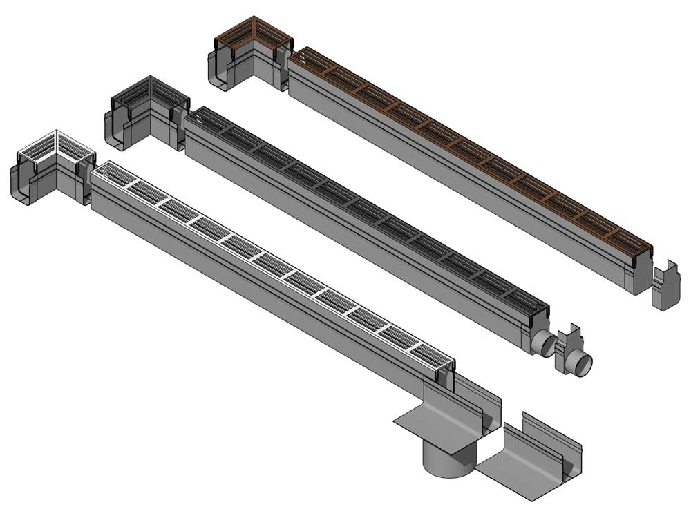 3d diagram of landscaping slot drainage channel for use in 3d modelling. created by Paul Hensey of Heap