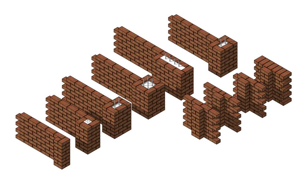 3D construction diagram for garden wall modelled by Paul Hensey of Heap