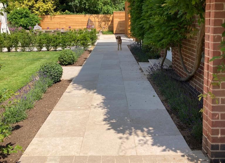 natural stone pavers creating a pathway