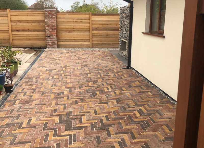 patio created using clay pavers