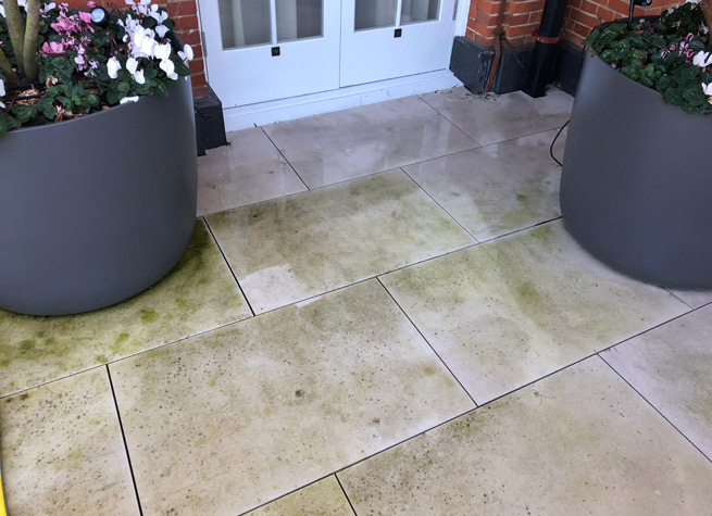 stained sandstone patio