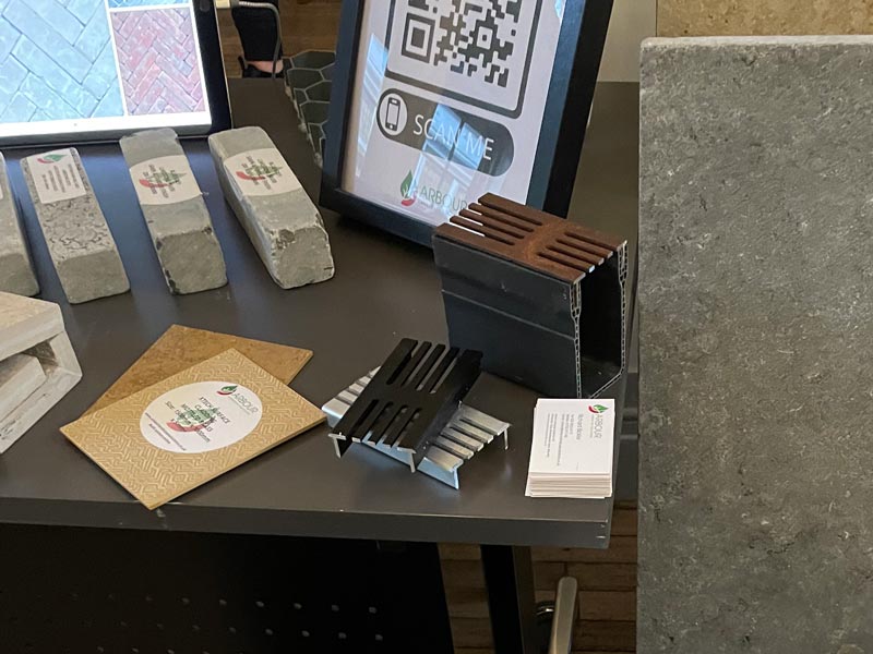 A small selection of landscaping materials on display at a networking event