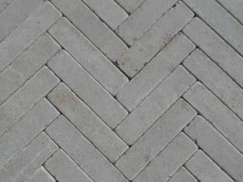 limestone setts in herringbone pattern