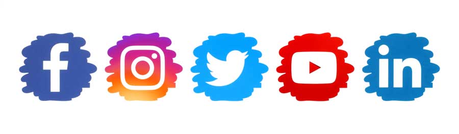 graphic showing social media icons for facebook, instagram, twitter and linkedin