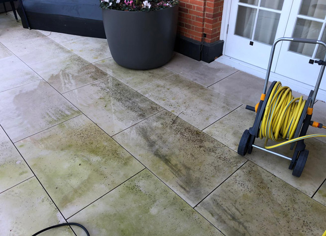 dirty patio in need of cleaning