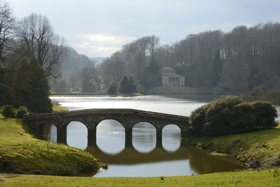  bridge and folly in Stourhead Gardens by Capability Brown