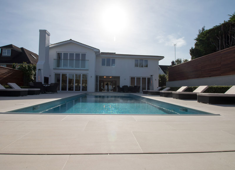 modern property with large swimming pool to the rear